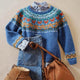 Kristen | Butterfly Yoke Patterned Sweater