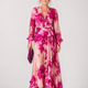 Amina | Floral Wrap Tie Midi Dress