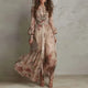 Amelie | Vintage Floral High-Neck Maxi Dress for Women