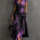 Elisa | Purple Abstract Print Midi Wrap Dress