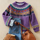 Courtney | Purple Nordic Yoke Patterned Sweater