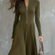 Zinnia | Zip-Front Long-Sleeve Fitted Midi Dress for Women