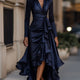 Palma | Draped Satin Maxi Dress With Ruffle Details