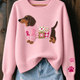 Myron | Dachshund Motif Long-Sleeve Knit Sweater for Women