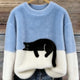 Aileen | Cat Print Oversized Sweater for Women