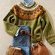 Erin | Golden Bloom Yoke Patterned Sweater