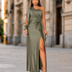 Saryxiah | One-Shoulder Slit Maxi Dress