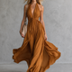 Vera | Deep V-Neck Patchwork Maxi Dress