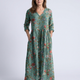 Marina | Floral V Neck Three Quarter Sleeve Maxi Dress