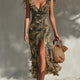 Savannah | Tropical Ruched Midi Dress