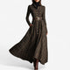 Celene | Plaid Button-Front Belted Long-Sleeve Maxi Dress for Women