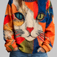 Zaira | Artistic Cat Print Top