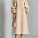 Adeline | 3D Floral O-Neck Lantern-Sleeve Midi Dress for Women
