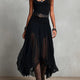 Black Sleeveless Tank Top With Tulle Skirt Maxi Dress (with belt)