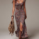 Lucinda | Floral Ruched Slit Maxi Dress for Women