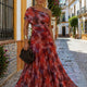 Valentina | Watercolor Off-Shoulder Maxi Dress for Women