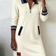 Marnie | Striped-Trim Half-Zip Polo Dress
