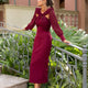 Nadia | Elegant Bordeaux Midi Dress for Women