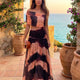 Bianca | Orange & Brown Print Maxi Dress for Women