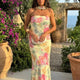 Ursula | Watercolor Floral Strapless Maxi Dress for Women