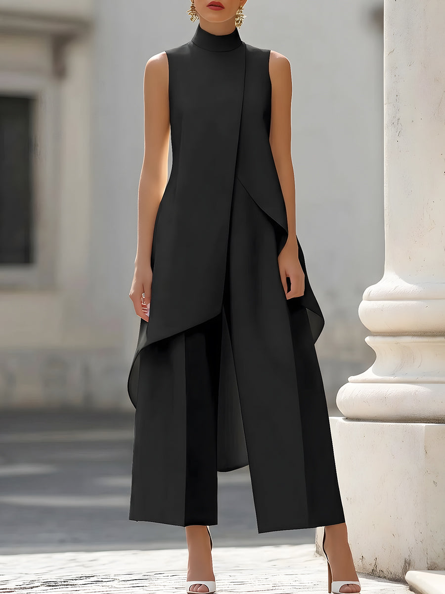 Martina high-neck wide-leg jumpsuit by Bennett and Lowe, featuring a stylish fit and modern design, shown on a model.