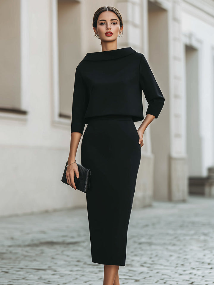Teresa Boat-Neck Pants Set by Bennett and Lowe, featuring a stylish skirt set with a boat-neck top and matching pants.