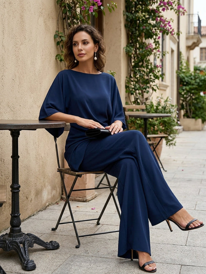 Lucretia | Draped Asymmetrical Wide-Leg Two-Piece Set for Women