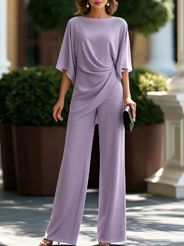 Lucretia | Draped Asymmetrical Wide-Leg Two-Piece Set for Women