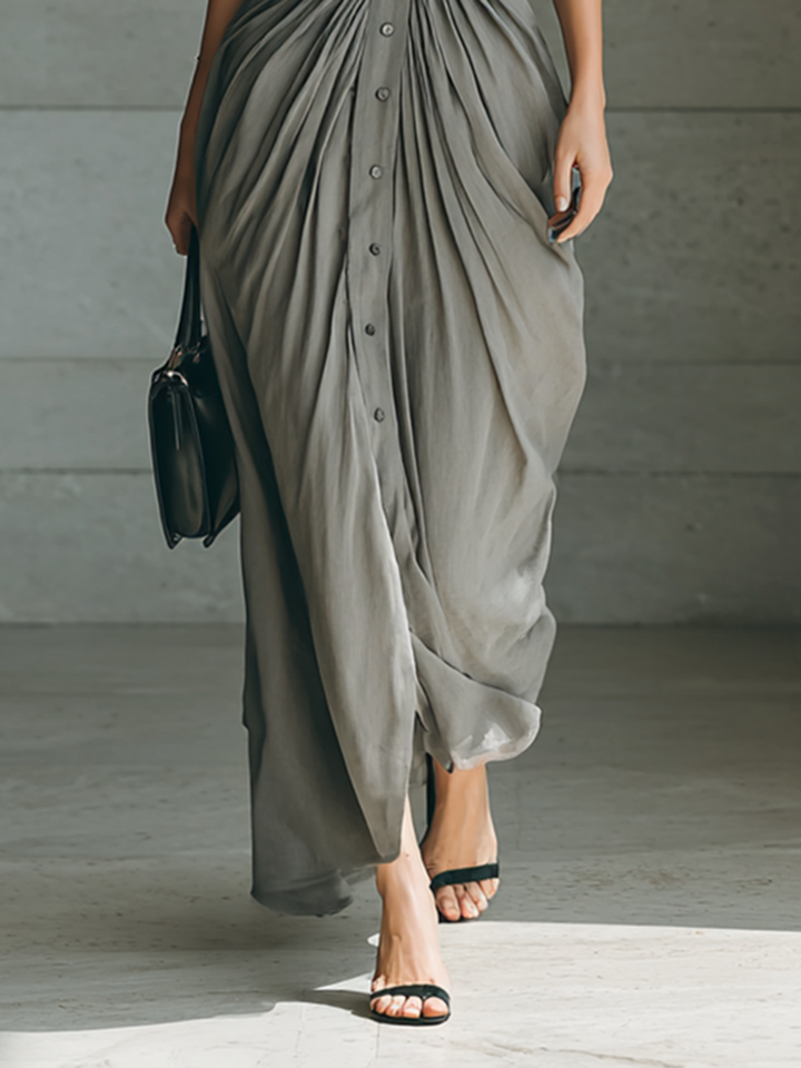 Veronica | Belted Pleated Maxi Dress