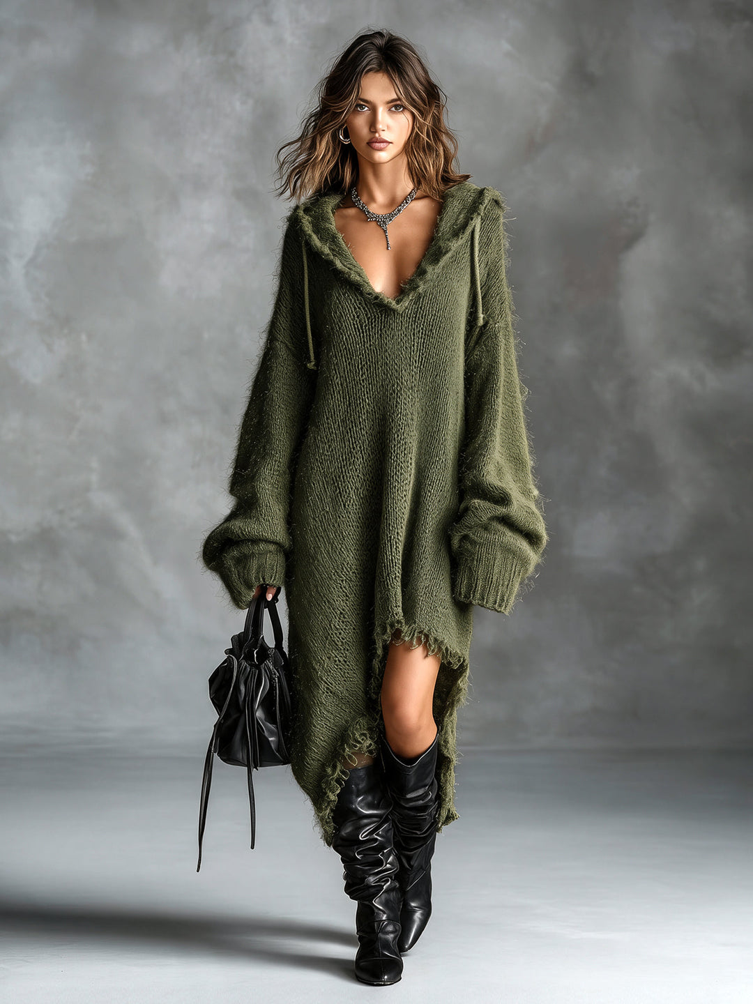 Brynn | Hooded High-Low Sweater Dress