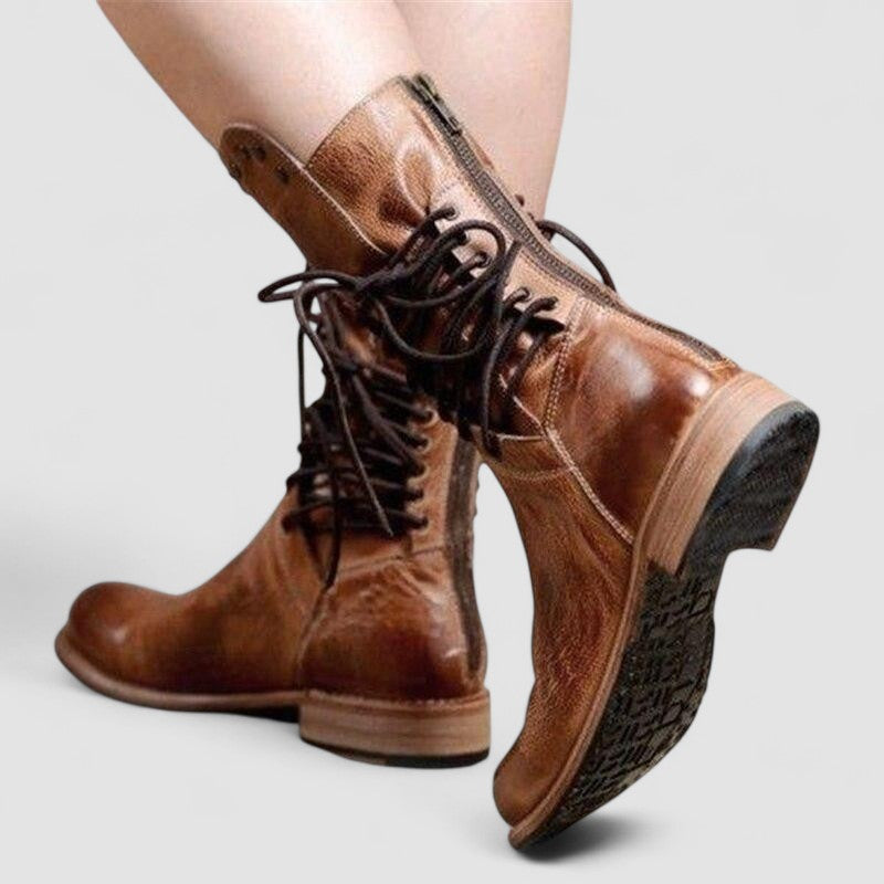 Mae lace-up ankle boot for women by Bennett and Lowe, featuring stylish design and ankle-high cut, shown on a white background.