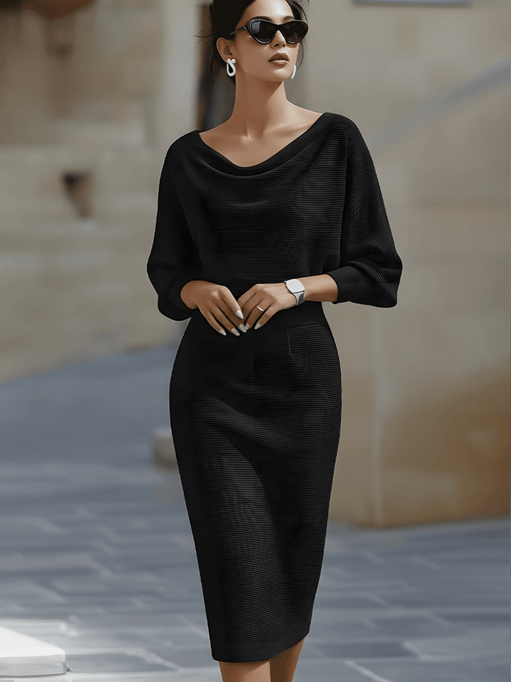 Lydia | Draped Batwing-Sleeve Midi Dress for Women