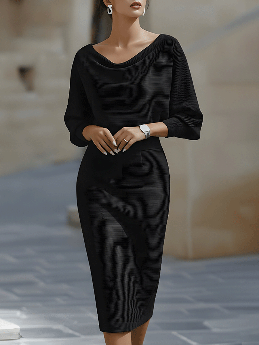 Lydia | Draped Batwing-Sleeve Midi Dress for Women