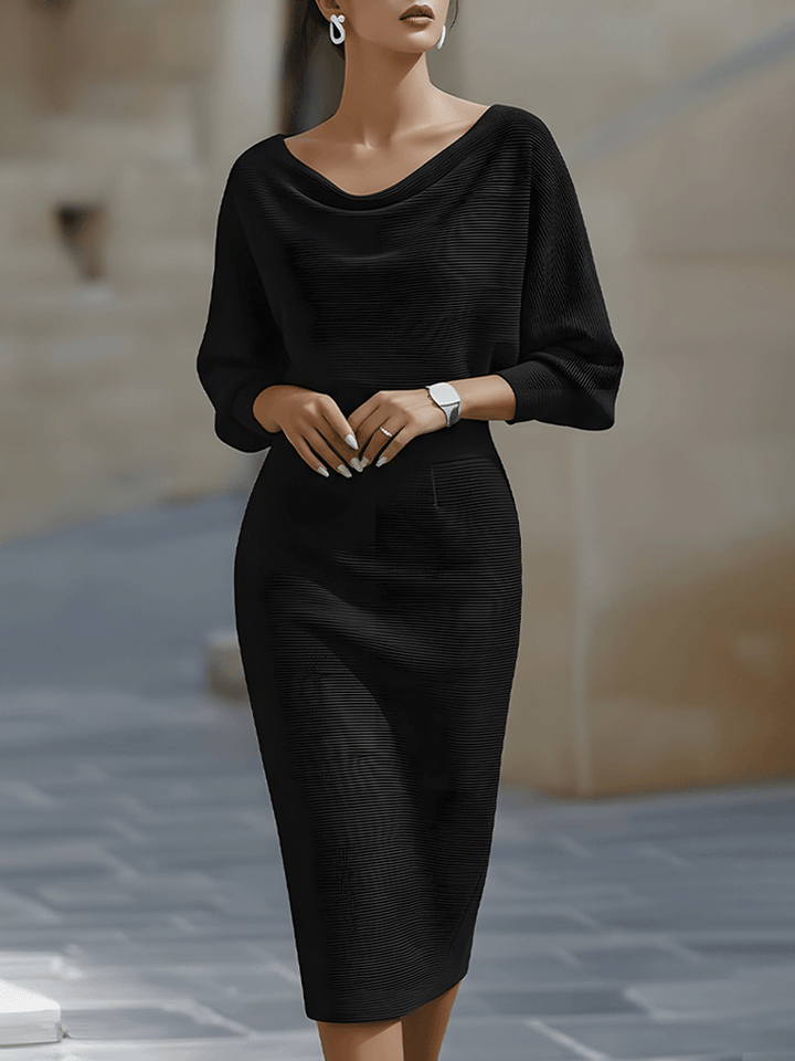 Lydia | Draped Batwing-Sleeve Midi Dress for Women