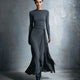 Yasmina | Long-Sleeve Side-Tie Draped Maxi Dress for Women