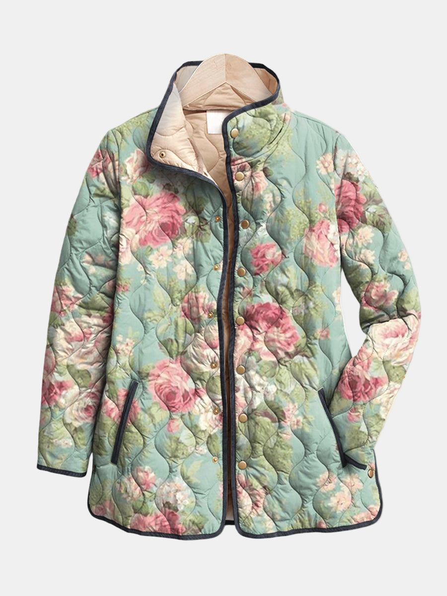 Helene | Retro Floral Quilted Jacket