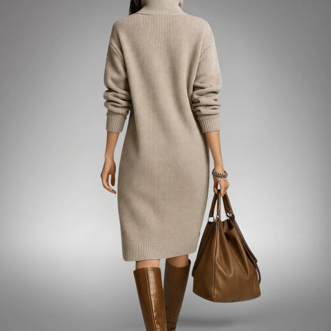 Bethany button-collar midi dress by Bennett and Lowe, shown in a stylish mid-length design with button details and a classic collar.