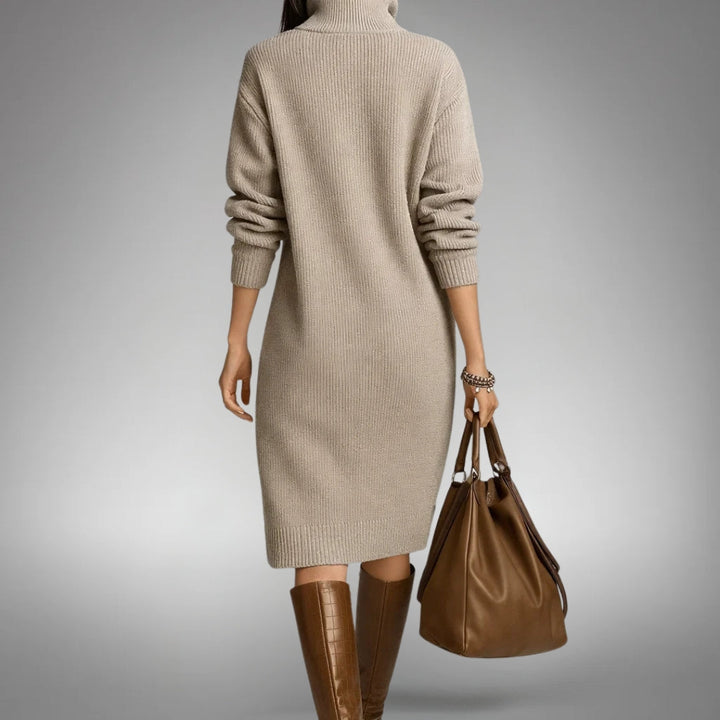 Bethany button-collar midi dress by Bennett and Lowe, shown in a stylish mid-length design with button details and a classic collar.