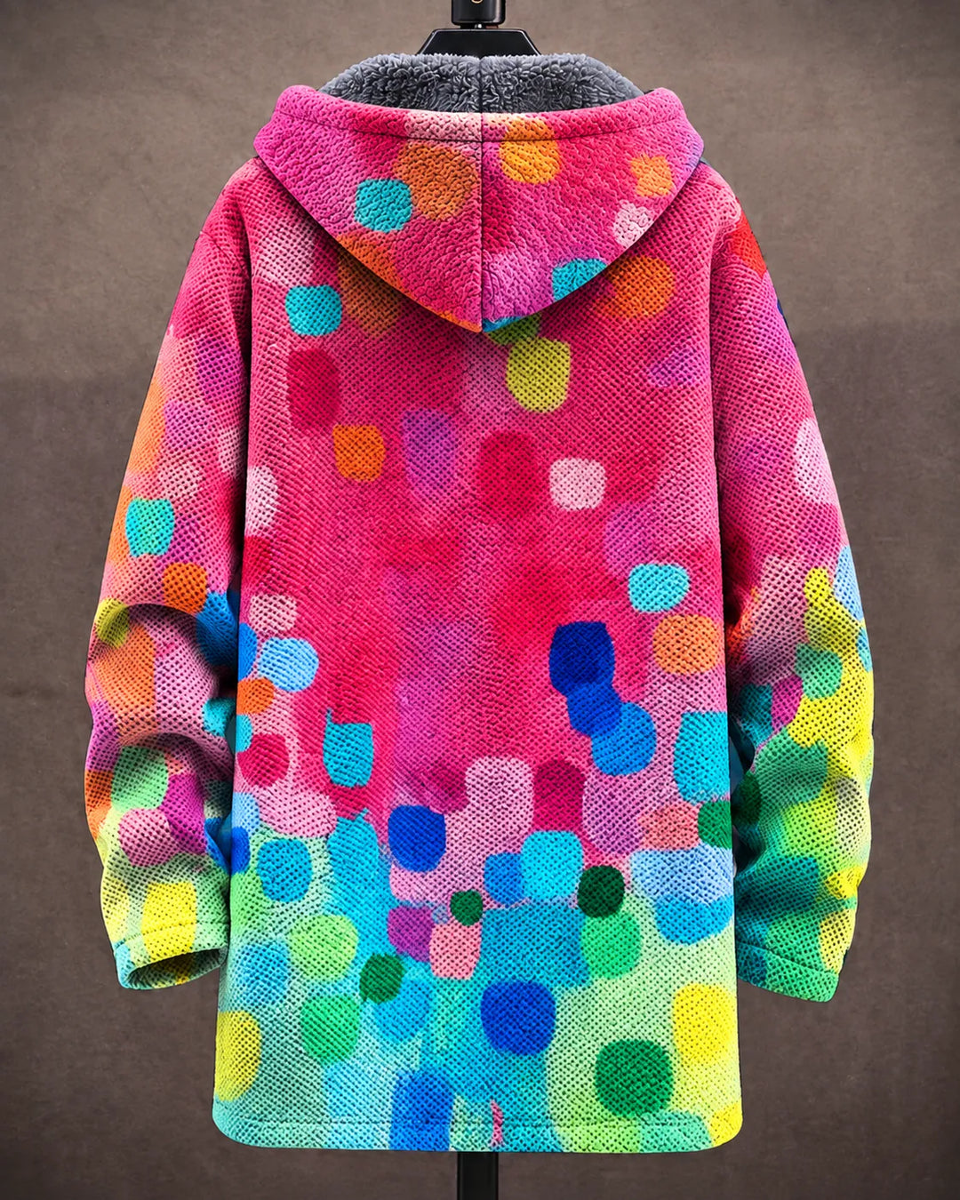Rosalie Confetti Bloom hooded jacket by Bennett & Lowe, featuring colorful confetti pattern and cozy hooded design.