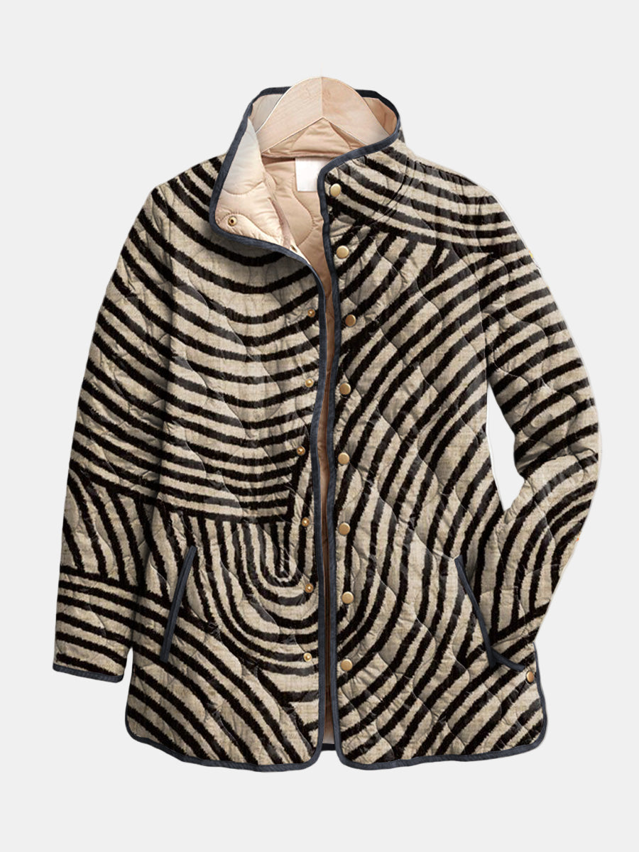 Inaya | Retro Circle-Print Quilted Jacket for Women