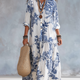 Marina | Blue Floral Button-Down Maxi Dress for Women