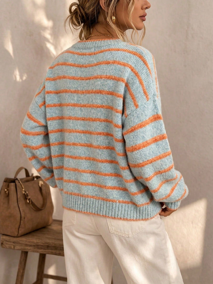 Chelsea | Striped Relaxed-Fit Knit Cardigan for Women