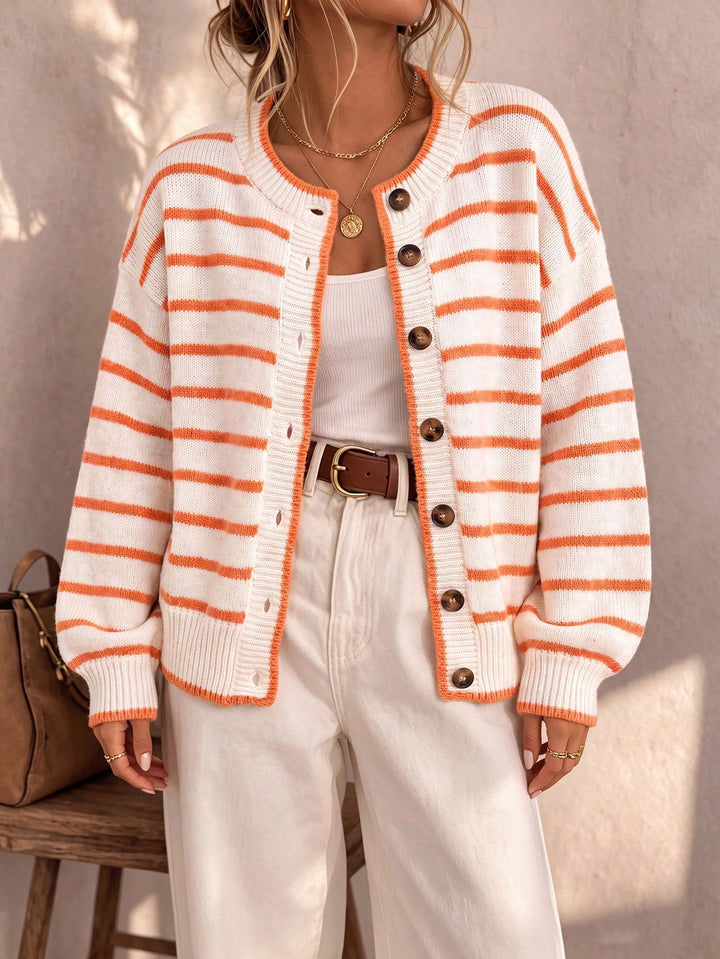 Chelsea | Striped Relaxed-Fit Knit Cardigan for Women