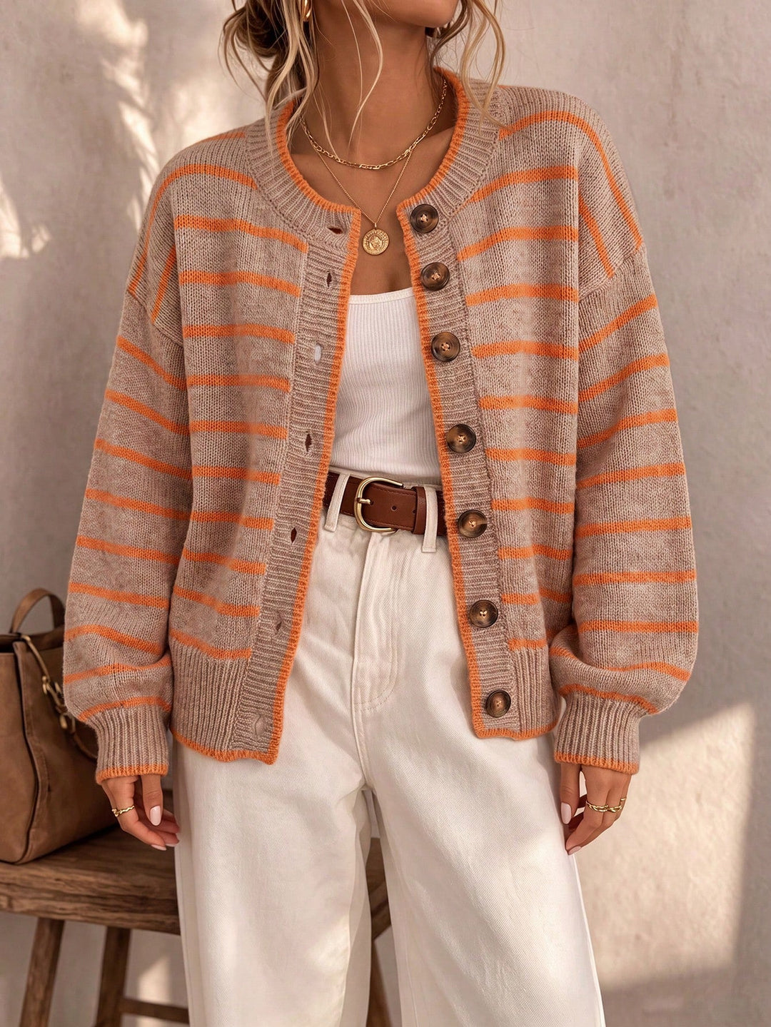 Chelsea | Striped Relaxed-Fit Knit Cardigan for Women