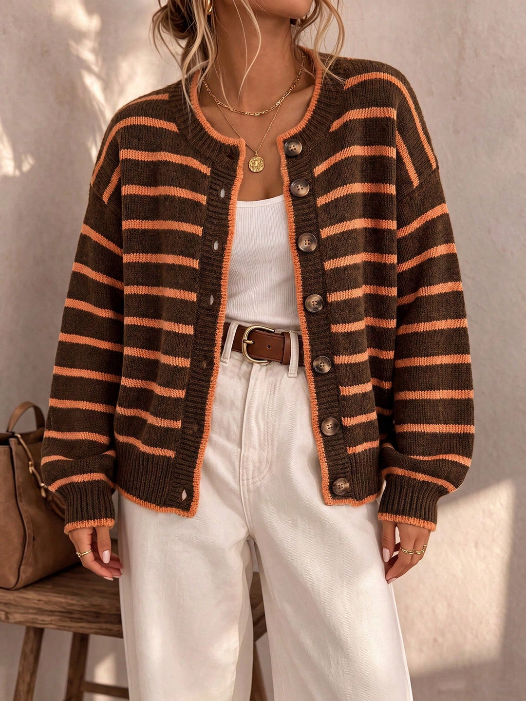 Chelsea | Striped Relaxed-Fit Knit Cardigan for Women