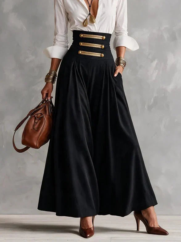 Rosalind collared shirt and button maxi skirt set by Bennett and Lowe, featuring a stylish matching shirt and flowing skirt.