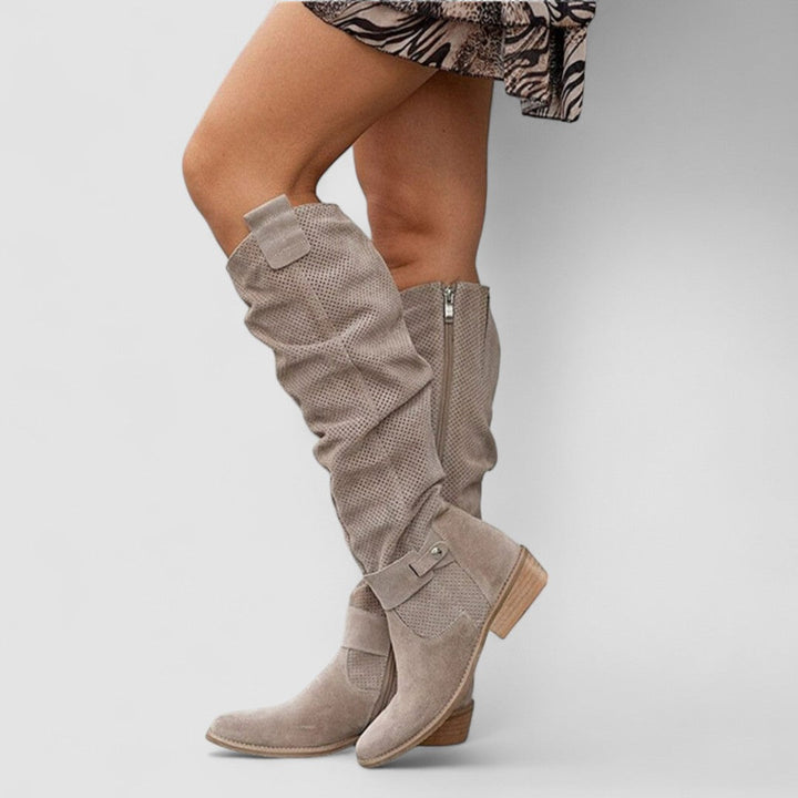 Hazel Bennett and Lowe slouch knee-high boots for women, featuring a stylish design and comfortable fit.