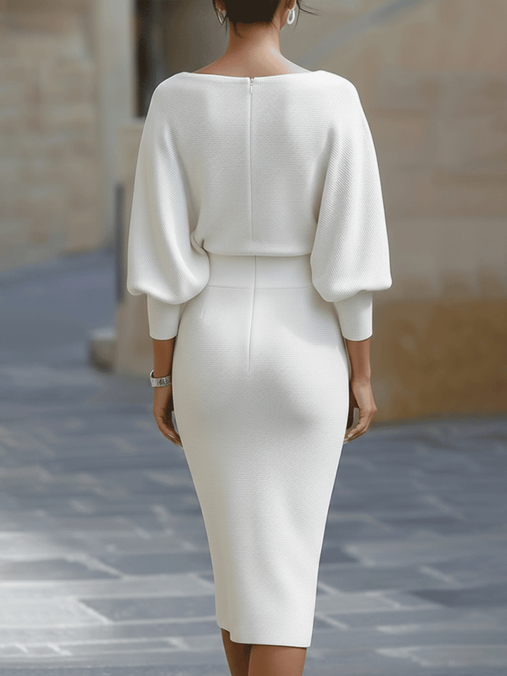 Lydia | Draped Batwing-Sleeve Midi Dress for Women