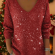 Tiffany | Sequin V-Neck Blouse