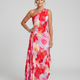 Taya | One Shoulder Pleated Bodice Midi Dress